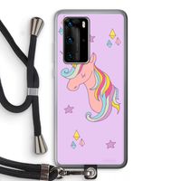 Roze eenhoorn: Huawei P40 Pro Transparant Hoesje met koord
