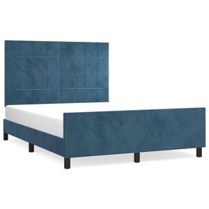 vidaXL Bedframe met hoofdeinde fluweel donkerblauw 140x190 cm