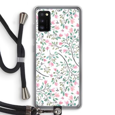 Sierlijke bloemen: Samsung Galaxy A41 Transparant Hoesje met koord