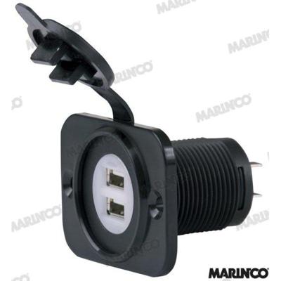 AM12VDUSB - 12VDC BASE 2 USB-LADER 5V 2.1A met licht