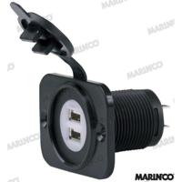 AM12VDUSB - 12VDC BASE 2 USB-LADER 5V 2.1A met licht