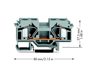 WAGO 283-601 Doorgangsklem 12 mm Spanveer Toewijzing: L Grijs 25 stuk(s)