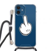 Middle finger black: iPhone 12 mini Transparant Hoesje met koord