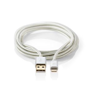 Data- en Oplaadkabel | Apple Lightning 8-pins male - USB A male | 3,0 m | Aluminium