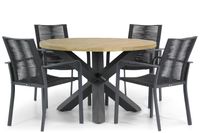 Santika Annisa/Rockville 120 cm rond dining tuinset 5-delig - thumbnail