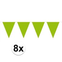 8 stuks Vlaggenlijnen/slingers XXL limegroen 10 meter - thumbnail