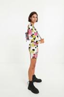 Elastisch mini-jurkje met bloemenprint - WHITE - XL