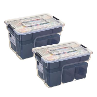 5Five Opslag sorteerbox - 2x - 10 vakjes indeling - 2 lagen - 30 x 21 x 18 cm - kunststof - opbergdo