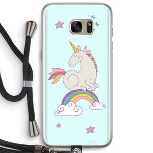 Regenboog eenhoorn: Samsung Galaxy S7 Edge Transparant Hoesje met koord