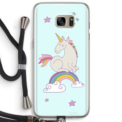Regenboog eenhoorn: Samsung Galaxy S7 Edge Transparant Hoesje met koord