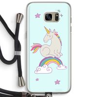 Regenboog eenhoorn: Samsung Galaxy S7 Edge Transparant Hoesje met koord