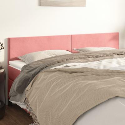 Hoofdborden 2 st 90x5x78/88 cm fluweel roze