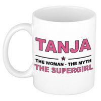 Naam cadeau mok/ beker Tanja The woman, The myth the supergirl 300 ml - Naam mokken - thumbnail