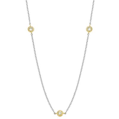 TI SENTO-Milano 34035ZY Ketting zilver-synth.kristal goud-en zilverkleurig-wit 38-48 cm