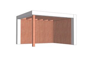 Buitenverblijf Verona 400x335 cm - Plat dak model rechts - Combinatie 1- Plat dak- Onbehandeld lariks Douglas hout- Trendhout