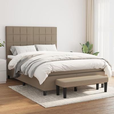 Boxspring met matras stof taupe 140x190 cm