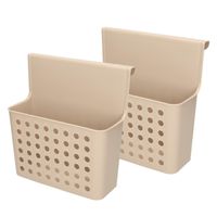 2x stuks badkamer/keuken hang opbergmandjes/organizers taupe 26 x 24 cm - thumbnail