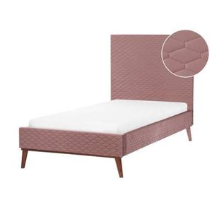 Beliani - BAYONNE - Eenpersoonsbed - Roze - 90 x 200 cm - Fluweel