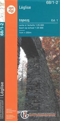 Topografische kaart - Wandelkaart 68/1-2 Topo25 Leglise | NGI - Nationaal Geografisch Instituut