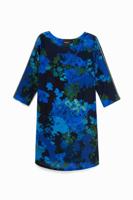 Rechte jurk met gebloemde camouflage - BLUE - 42