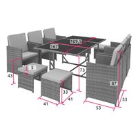 tectake - Wicker zitgroep Malaga 6+4+1 met regenhoes zwart / grijs - 404319 - thumbnail