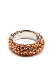 Amina Muaddi bague sertie de cristal - Orange