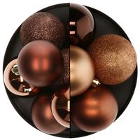 Kerstballen - 13x st - brons - 5 en 7 cm - kunststof - kerstversiering