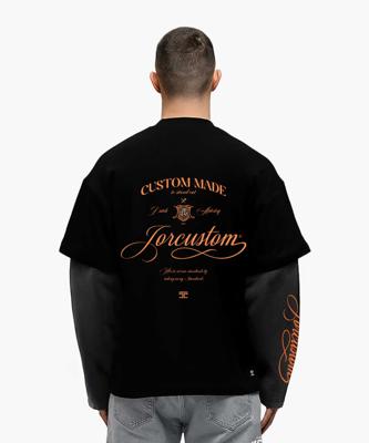 Jorcustom KD-Handscript Double Layered Longsleeve T-Shirt Heren Zwart/Grijs - Maat S - Kleur: DonkergrijsZwart | Soccerfanshop Jorcustom KD-Handscript Double Layered Longsleeve T-Shirt Heren Zwart/Grijs - Maat S - Kleur: DonkergrijsZwart | Soccerfanshop