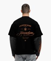 Jorcustom KD-Handscript Double Layered Longsleeve T-Shirt Heren Zwart/Grijs - Maat S - Kleur: DonkergrijsZwart | Soccerfanshop
