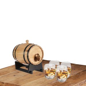 Kinvara Drank dispenser met tap 3 liter met 4x whiskey glazen 360 ml