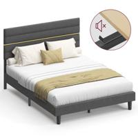 Tweepersoonsbed met verstelbaar hoofdbord en stevig metalen frame, 160 x 200 cm