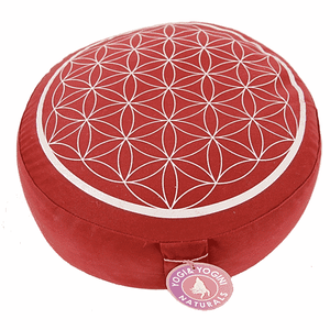 Yogi & Yogini Meditatiekussen Rond Katoen Rood - Levensbloem - 33 x 16 cm