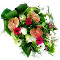 Rouwboeket roze wit