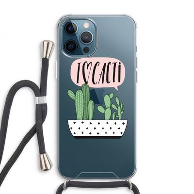 I love cacti: iPhone 12 Pro Max Transparant Hoesje met koord