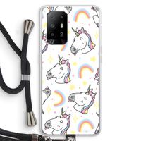 Rainbow Unicorn: Oppo A94 5G Transparant Hoesje met koord