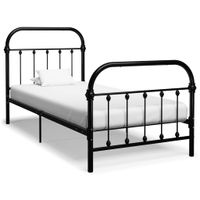 Bedframe metaal zwart 90x200 cm - thumbnail