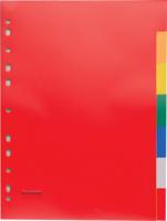 Pergamy tabbladen, ft A4, 11-gaatsperforatie, PP, 7 tabs in geassorteerde kleuren