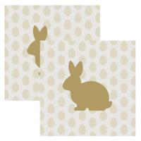 Paas thema servetten Golden bunny - 40x - Pasen print - 33 x 33 cm - feestservetten - Paasontbijt