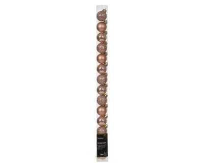 Decoris kerstballen set plastic 3cm rose 14st