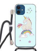 Regenboog eenhoorn: iPhone 12 Transparant Hoesje met koord
