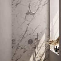 BRAUER Brushed Edition thermostatische Inbouw Regendouche - 3-weg - rond - set 76 - 30cm hoofddouche - gebogen muurarm - staaf handdouche - doucheslang - wandaansluitbocht - RVS geborsteld PVD 5-NG-270