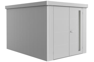 Biohort Metalen tuinhuis Neo - Dubbele deur - Zilver - 4B (236x348 cm)- Plat dak- Metaal- Biohort