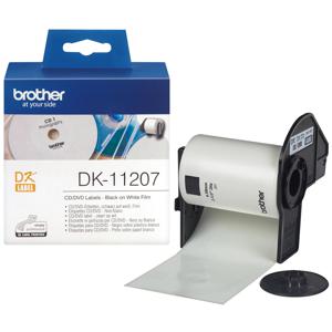 Brother DK-11207 Rol met etiketten Ø 58 mm Folie Wit 100 stuk(s) Permanent hechtend DK11207 CD-etiketten, DVD-etiketten