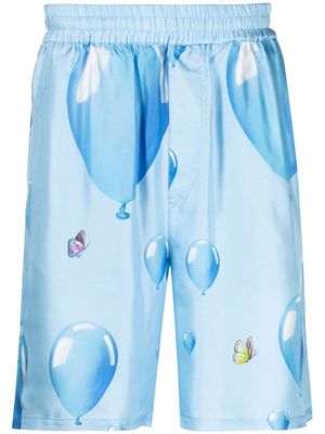 3PARADIS short en soie Dreaming Balloons - Bleu