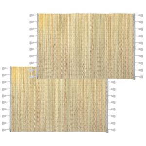 Set van 4x stuks placemats met franjes grijs bamboe 45 x 30 - Placemats