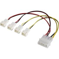 PC-ventilator Y-kabel [4x PC-ventilatorstekker 3-polig - 1x IDE-stroomstekker 4-polig] 0.15 m Zwart, Rood, Geel Akasa