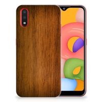 Samsung Galaxy A01 Bumper Hoesje Donker Hout