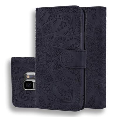 Calf Pattern Double Folding Design Embossed Leather Case with Wallet & Holder & Card Slots for Galaxy S9(Black)