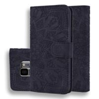 Calf Pattern Double Folding Design Embossed Leather Case with Wallet & Holder & Card Slots for Galaxy S9(Black)