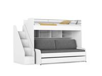 Opklap stapelbed 3 personen - Icon wit met bank grijs